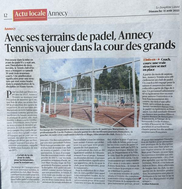 Avec ses terrains de padel, Annecy Tennis va jouer dans la cour des grands