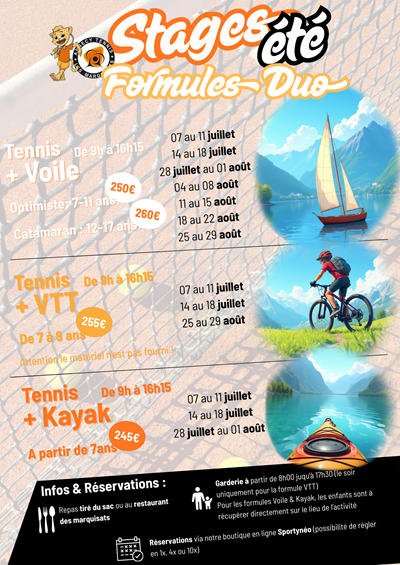 Stages d’été - Formules Duo